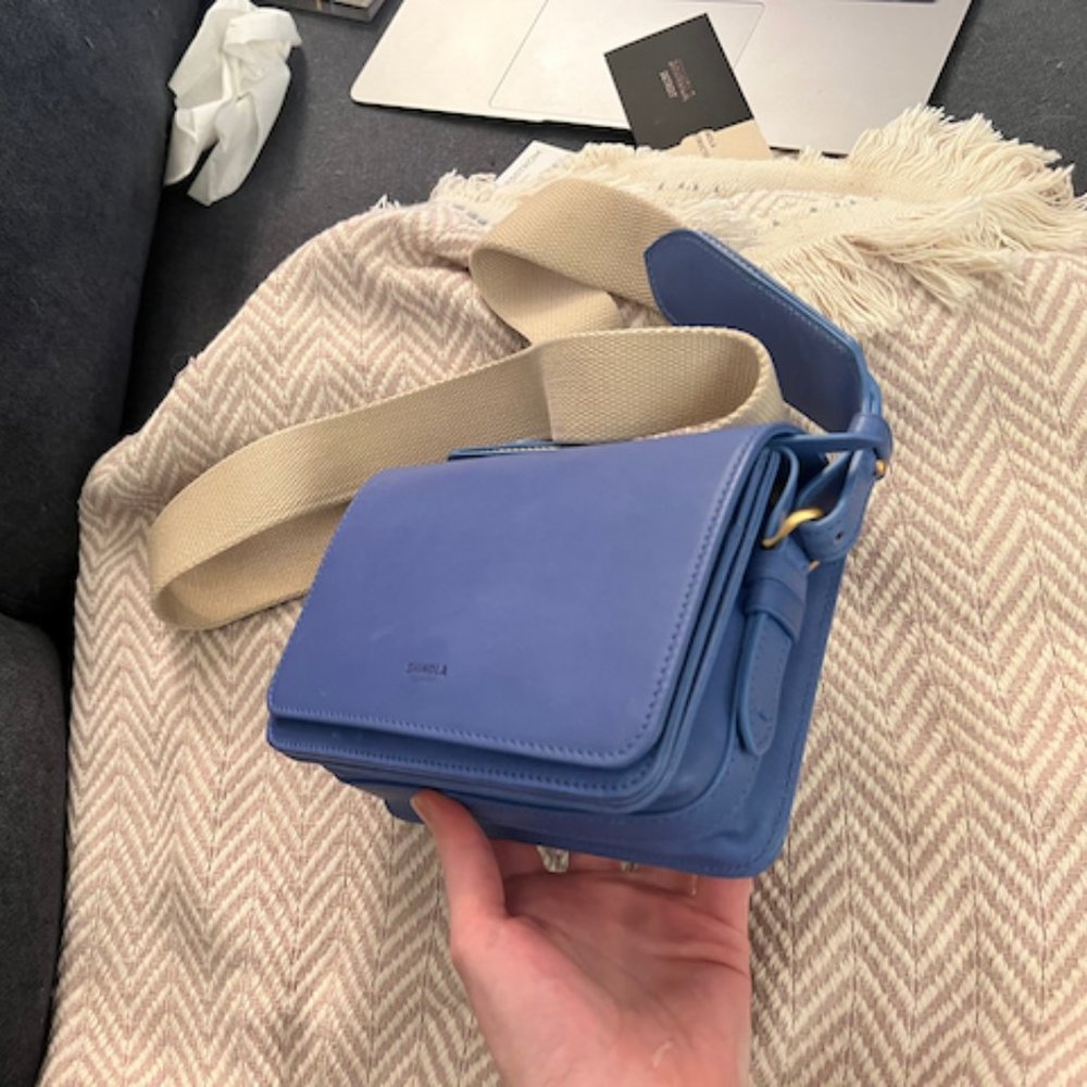 NWT Shinola Sibley Leather Mini Crossbody Purse Bag Capri Blue